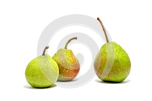 Three green pears isolated