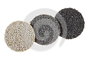 Three grey colored rubber floor samples