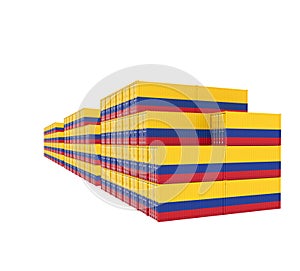 Three group Cargo Containers on white background. 3D Illustration