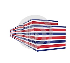 Three group Cargo Containers on white background. 3D Illustration
