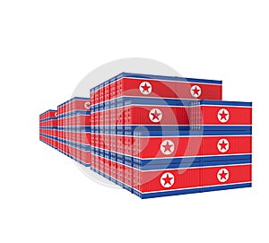 Three group Cargo Containers on white background. 3D Illustration