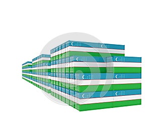 Three group Cargo Containers on white background. 3D Illustration