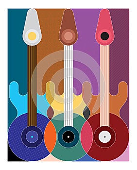 Three Guitars geometric style vector illustration