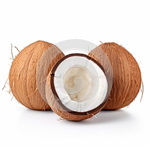 Three Halved Coconuts: Layered Fibers, Glossy Finish, Caninecore