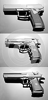 Three handguns