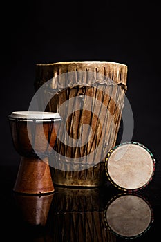 Three handmade Djembe drums