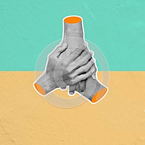 Three hands together