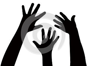 Three hands together, vector