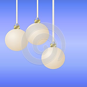 Three hanging white christmas ornaments