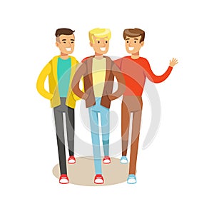 Three Happy Best Friends Going Out , Part Of Friendship Illustration Series