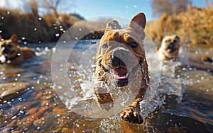 Three happy dogs img