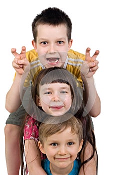 Three Happy Kids Having Fun photo