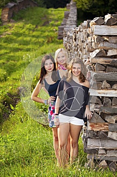 Three happy and smiling teenage girls