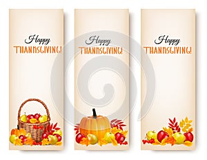 Three Happy Thanksgiving Banners.