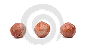 Hazelnuts on a White Background