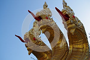 Three head Naga statue at WatMuang