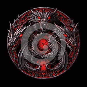 Three-headed dragon as emblem of the house Targaryen.