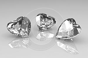 Three heart shape brilliant diamond stones
