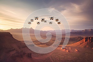 an image of drones flying over the desert