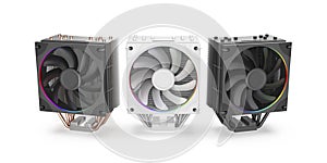 Three high performance computer processor coolers