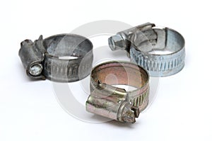 Three hose clamps of different surface plating type photo