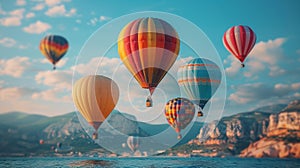 Three Hot Air Balloons Soaring Through Sky