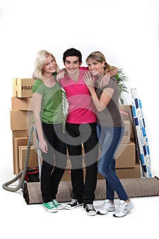 Three housemates moving