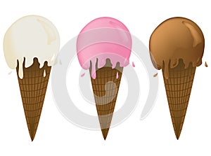 Three ice cream cones