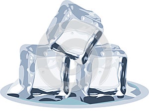 Three ice cubes on white background. ice cube illustration