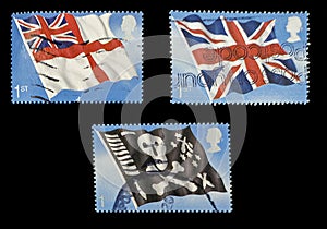 Flags on British postage stamps