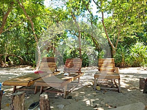 Three inclined chair& x27;s  at nature& x27;s  camp at andaman nikobar island