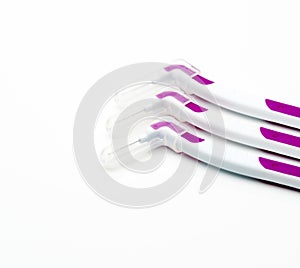 Three interdental brush with cover on white background