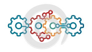 Three Interlocking Gears - Engineering Process Icon, vector design Generative AI