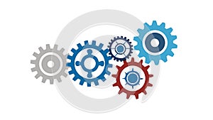 Three Interlocking Gears Icon for Complex Process System, vector design Generative AI