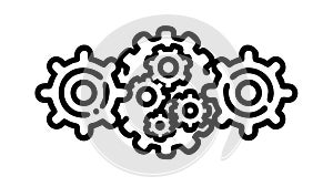 Three Interlocking Gears Vector Icon, Mechanism Teamwork, vector design Generative AI