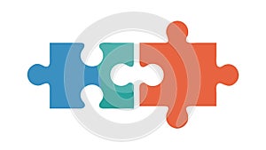 Three Interlocking Puzzle Pieces Collaboration Icon, vector design Generative AI