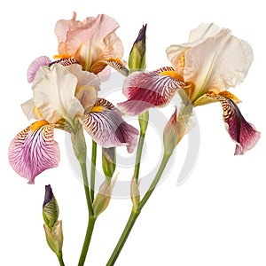 Three Iris Flowers in Bloom