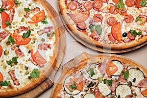 Three Italian pizza photo