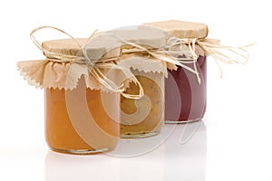 Three Jam jar isolated
