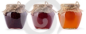 Three jar of jam and honey