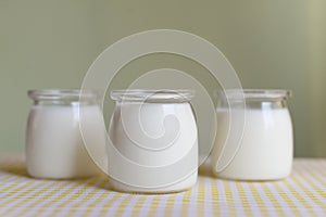 Three jars of yogurt