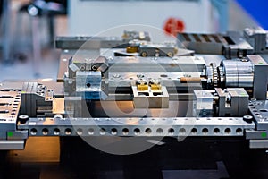 Three-jaw chuck in an industrial lathe