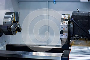 Three-jaw chuck in an industrial lathe