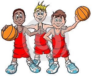 Three Kids Getting Ready to Play Basketball