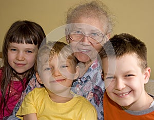 Three Kids and Grandmother