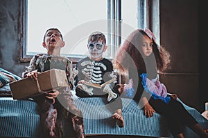 Pretty kids are prepared for halloween