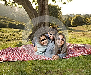 Three kids having fun