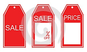 Three kind of red sale tags