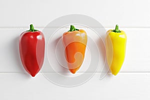 Three kinds of fresh ripe mini bell peppers