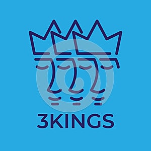 Three King Faces Logo Vector Illustration